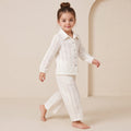Girls White Textured Long Sleeve Shirt With Elasticated Trousers Set
