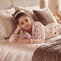 Girls Pink 3Pcs Pajama Set: Long Sleeve Shirt, Pajamas and Matching Stretched Hair Band