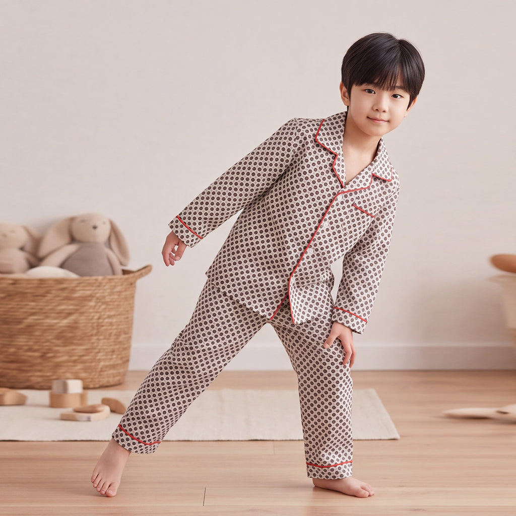 Boys White Printed Long Sleeve Shirt With Elasticated Trouser Nightwear Set