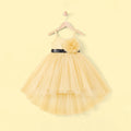 Girls Yellow Flower Applique High Low Sleeveless Party Wear Dress