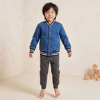 Boys Blue Varsity Long-Sleeve Cotton Jacket