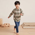 Boys Green Flannel Long Sleeve Checked Shirt