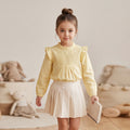 Girls Yellow Long Sleeve Swiss Dot Top