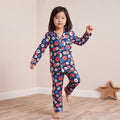 Girls Pink Printed Long Sleeve Shirt With Elasticated Pants Nightwear Sets