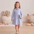 Girls Blue Stripes Long Sleeve Shirt Dress