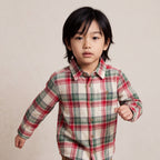 Boys Red Checked Long Sleeve Shirt