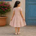 Girls Pink Short Sleeve Fit & Flare Dress