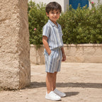 Boys Light Grey Short Sleeve Shirt With Shorts Co-ord Set
