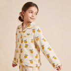 Girls Yellow 3Pcs Pajama Set: Long Sleeve Shirt, Pajamas and Matching Stretched Hair Band