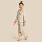 Girls Yellow 3Pcs Pajama Set: Long Sleeve Shirt, Pajamas and Matching Stretched Hair Band