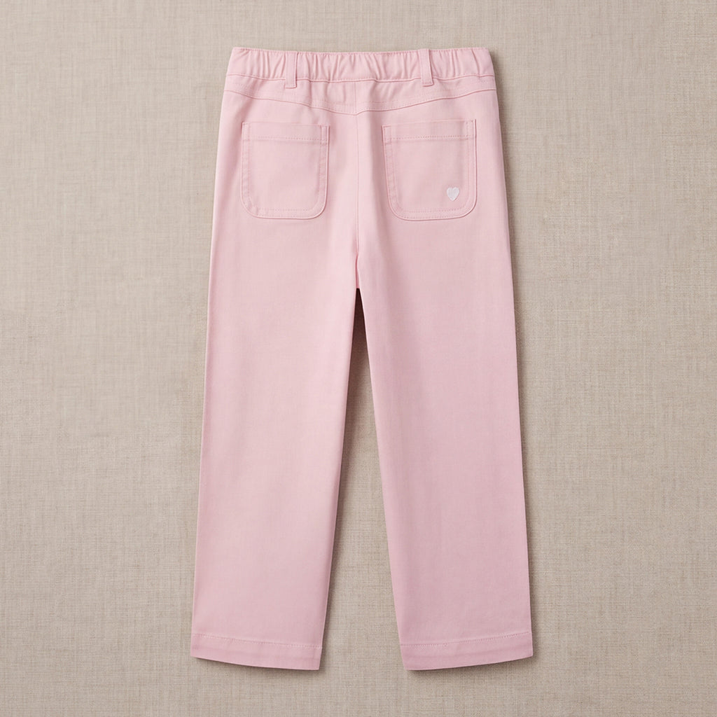 Girls Pink Adjustable Elasticated Waist Denim Trousers