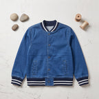 Boys Blue Varsity Long-Sleeve Cotton Jacket