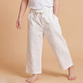 Boys White Elasticated Trousers With Drawcord