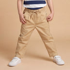 Boys Khaki Elasticated Cotton Trousers