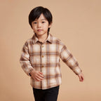 Boys Apricot Checked Long Sleeve Shirt