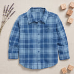 Boys Blue Flannel Long Sleeve Checked Shirt