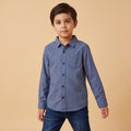 Boys Navy Printed Long Sleeve Shirt