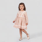 Girls Pink Floral Print Long Sleeve Dress