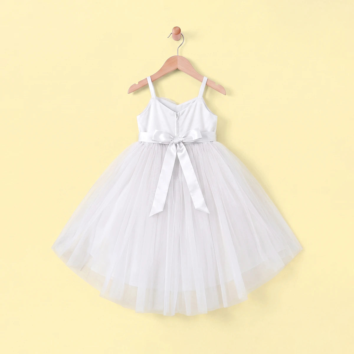 Girls White Floral Applique High Low Sleeveless Party Wear Dress