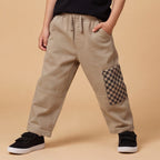 Boys Khaki Elasticated Cotton Twill Trousers