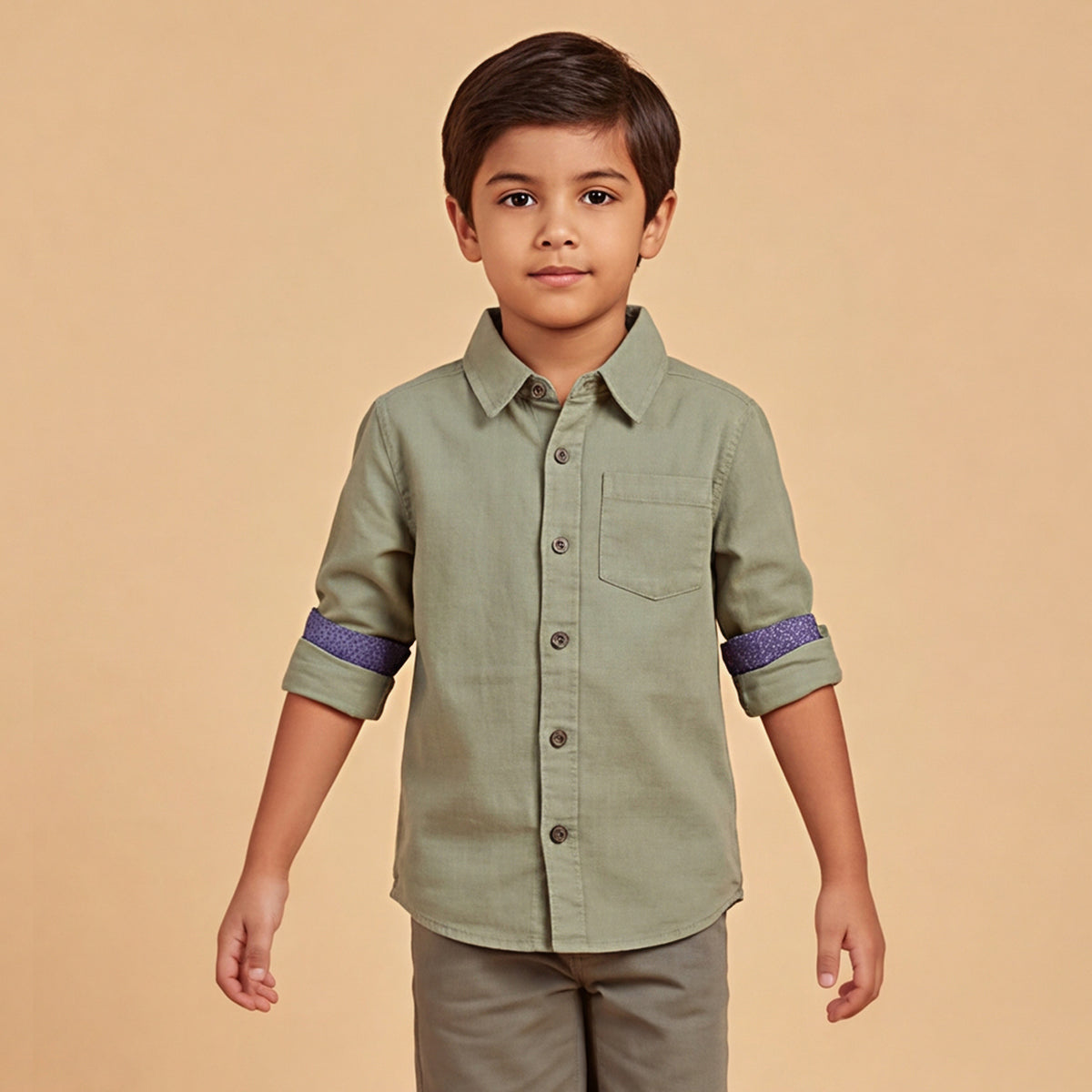 Boys Green Long Sleeve Shirt