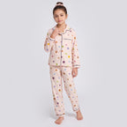 Girls Pink 3Pcs Pajama Set: Long Sleeve Shirt, Pajamas and Matching Stretched Hair Band