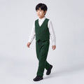 Toddler Boys Green 3Pcs Outfit Set Shirt with Waist Coat and Pants Suit