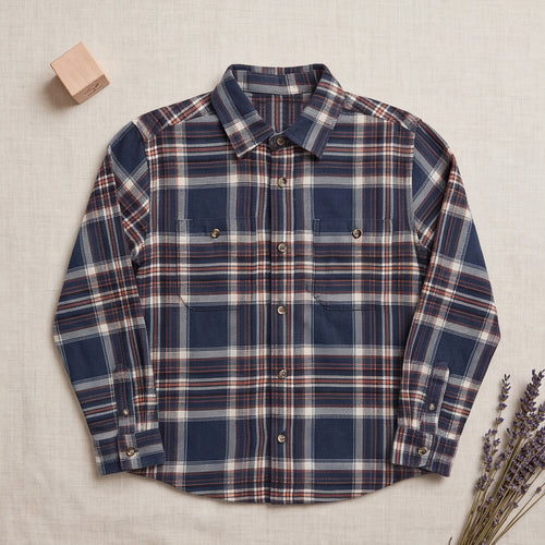 Boys Blue Flannel Long Sleeve Checked Shirt