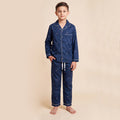 Boys Navy Pajama Set: Long Sleeve Shirt and Elasticated Pants Sleepwear