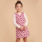 Girls Flower Printed A-Line Dress With Knitted T-Shirt