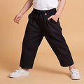 Boys Black Elasticated Cotton Trousers