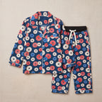 Girls Pink Printed Long Sleeve Shirt With Elasticated Pants Nightwear Sets