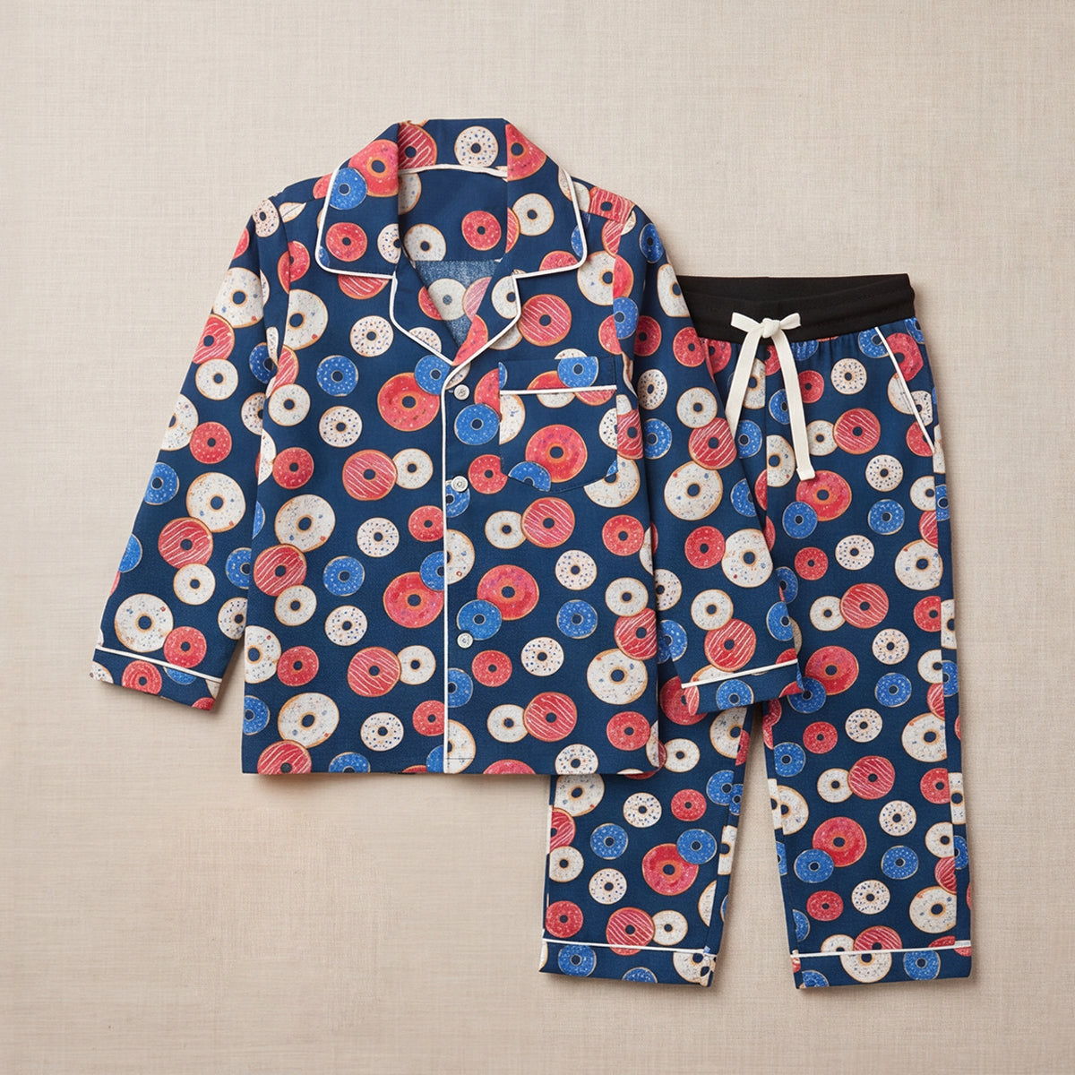 Girls Pink Printed Long Sleeve Shirt With Elasticated Pants Nightwear Sets