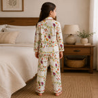 Girls Off-White Fruit Print Button-Down Long-Sleeve Shirt & Pants Nightwear Set
