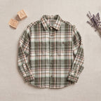 Boys Green Flannel Long Sleeve Checked Shirt
