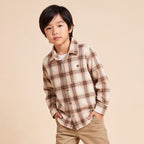 Boys Brown Checked Long Sleeve Shirt