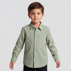 Boys Green Striped Long Sleeve Shirt