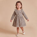 Girls White Animal Print Long Sleeve Dress