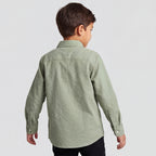 Boys Green Striped Long Sleeve Shirt