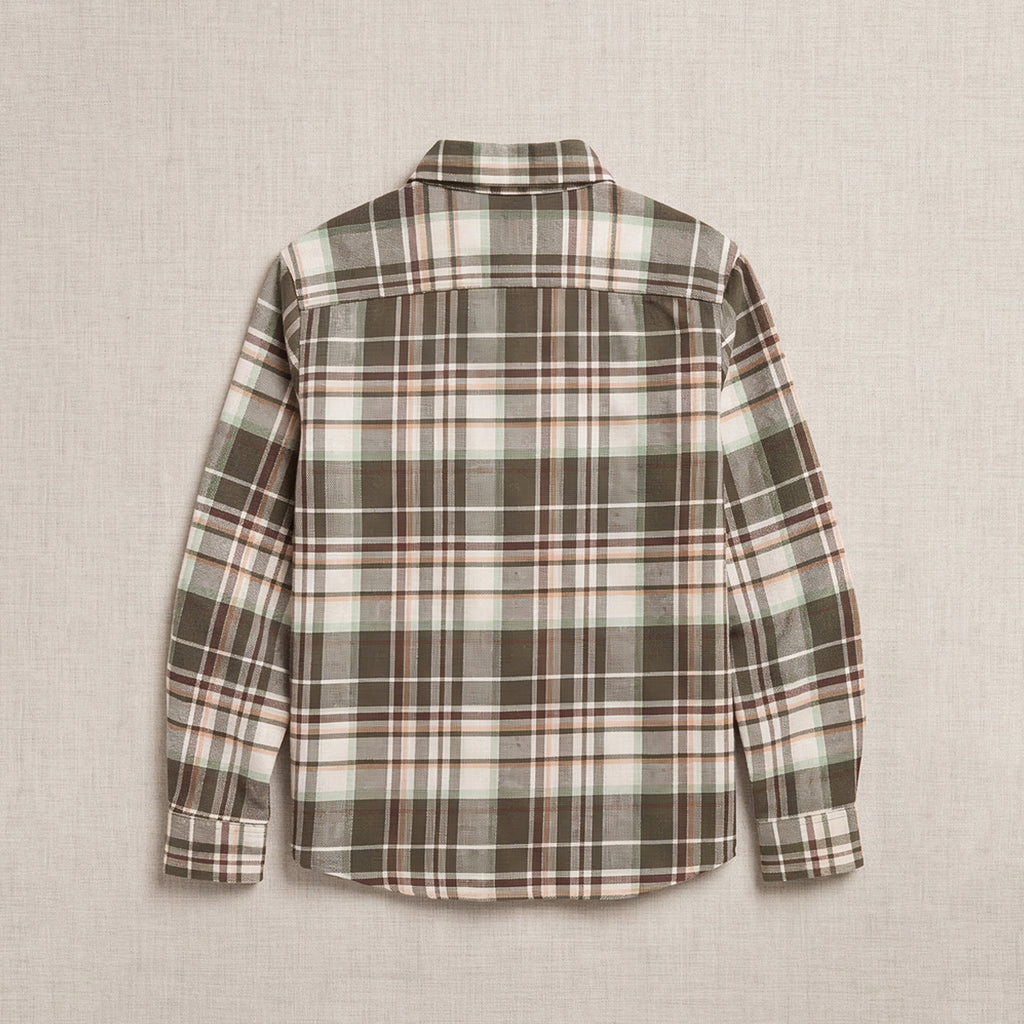 Boys Green Flannel Long Sleeve Checked Shirt