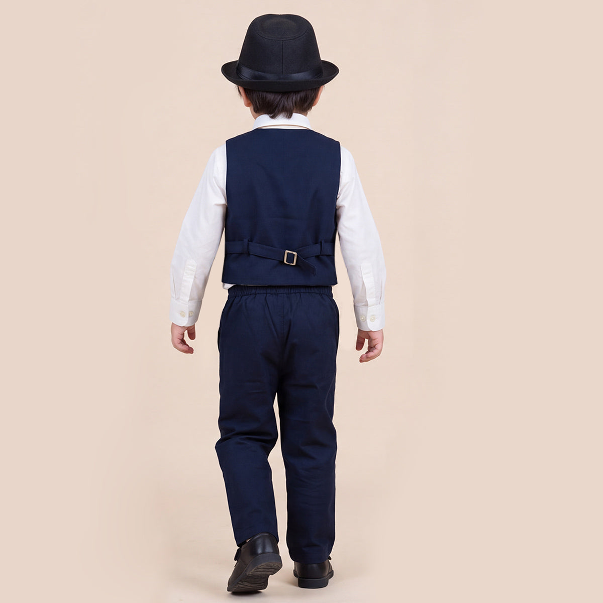 Toddler Boys Navy 3Pcs Outfit Set Shirt with Waist Coat and Pants Suit