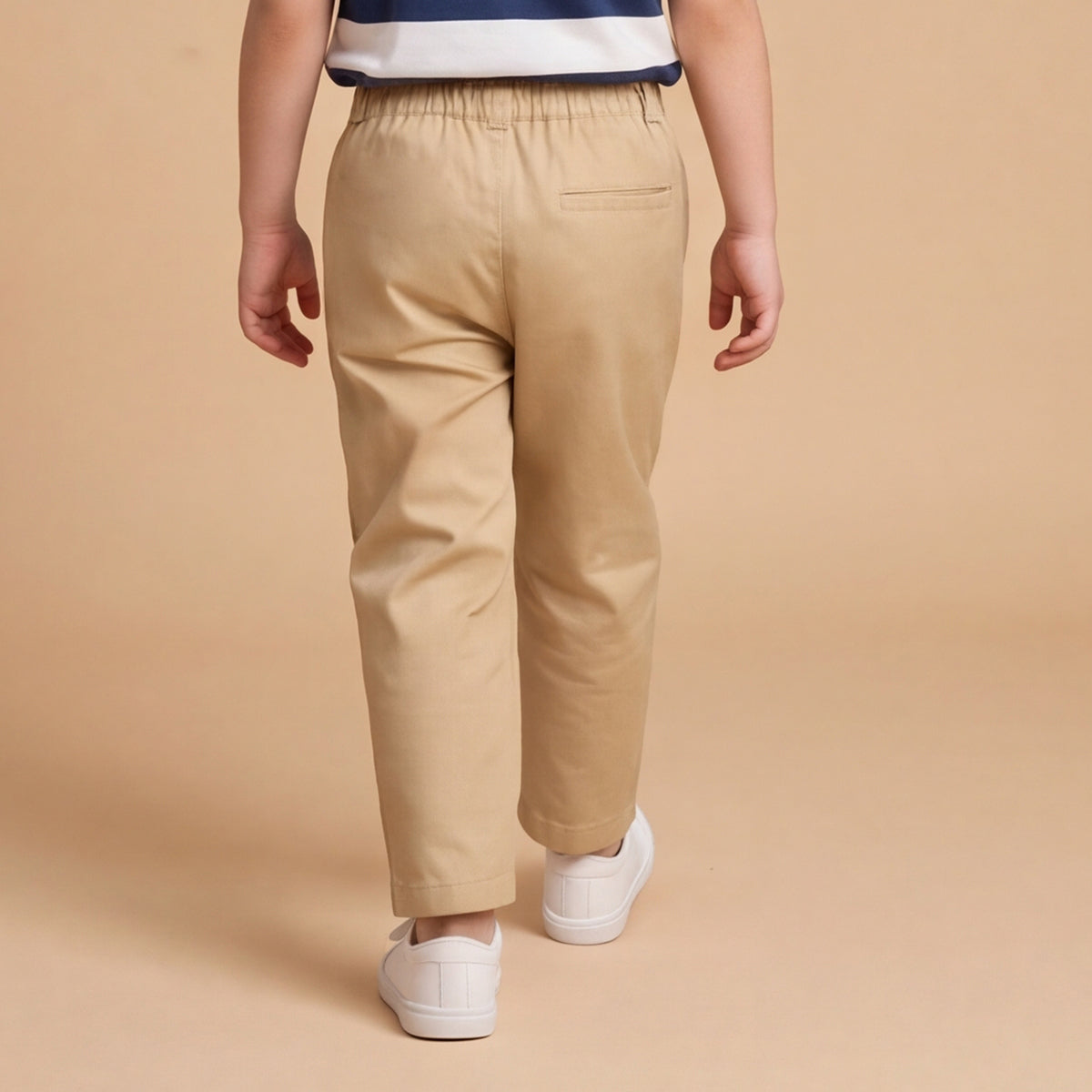 Boys Khaki Elasticated Cotton Trousers