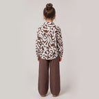Girls Brown Printed Long Sleeve Shirt and Elasticated Pants Set