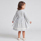 Girls Blue Printed Long Sleeve Dress