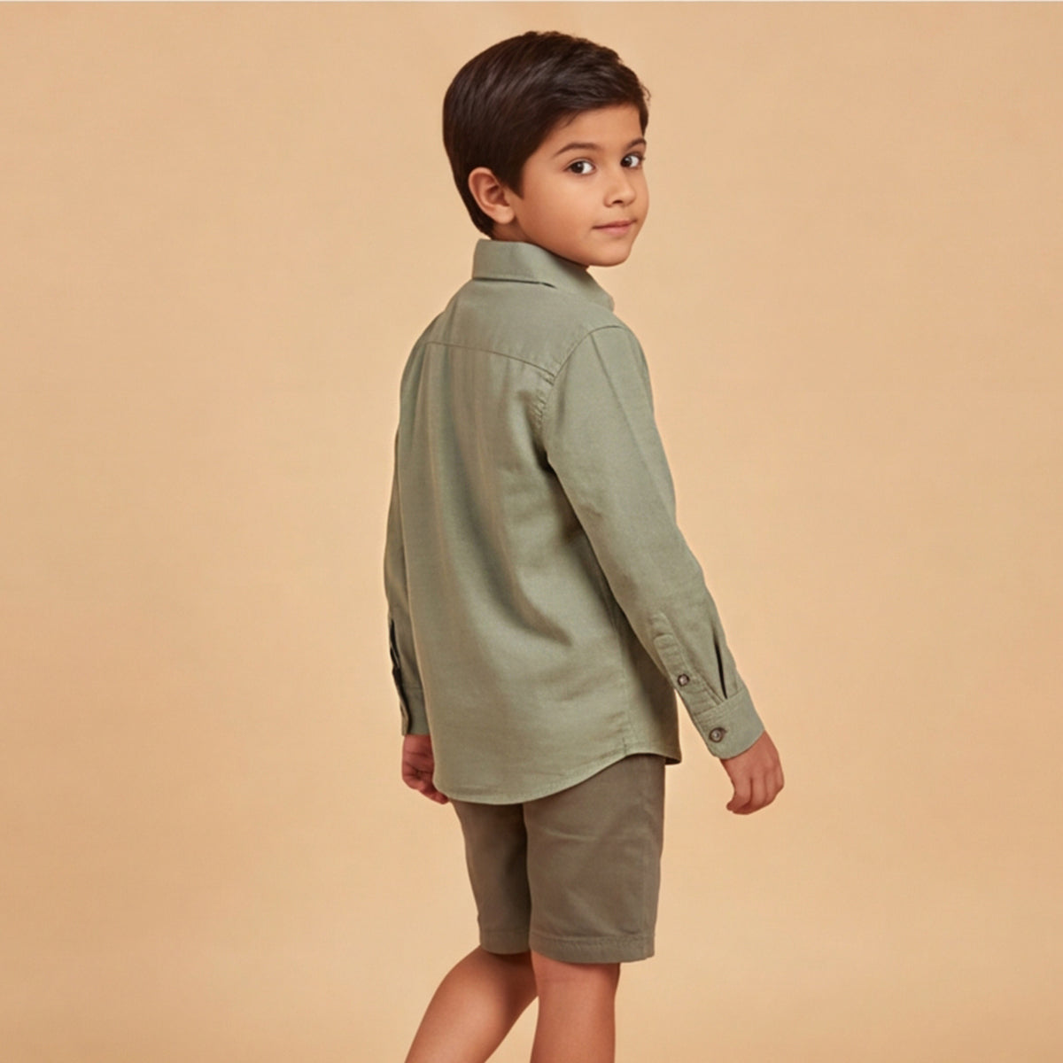Boys Green Long Sleeve Shirt