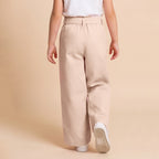 Girls Pink Elasticated Trouser With Fabric Belt