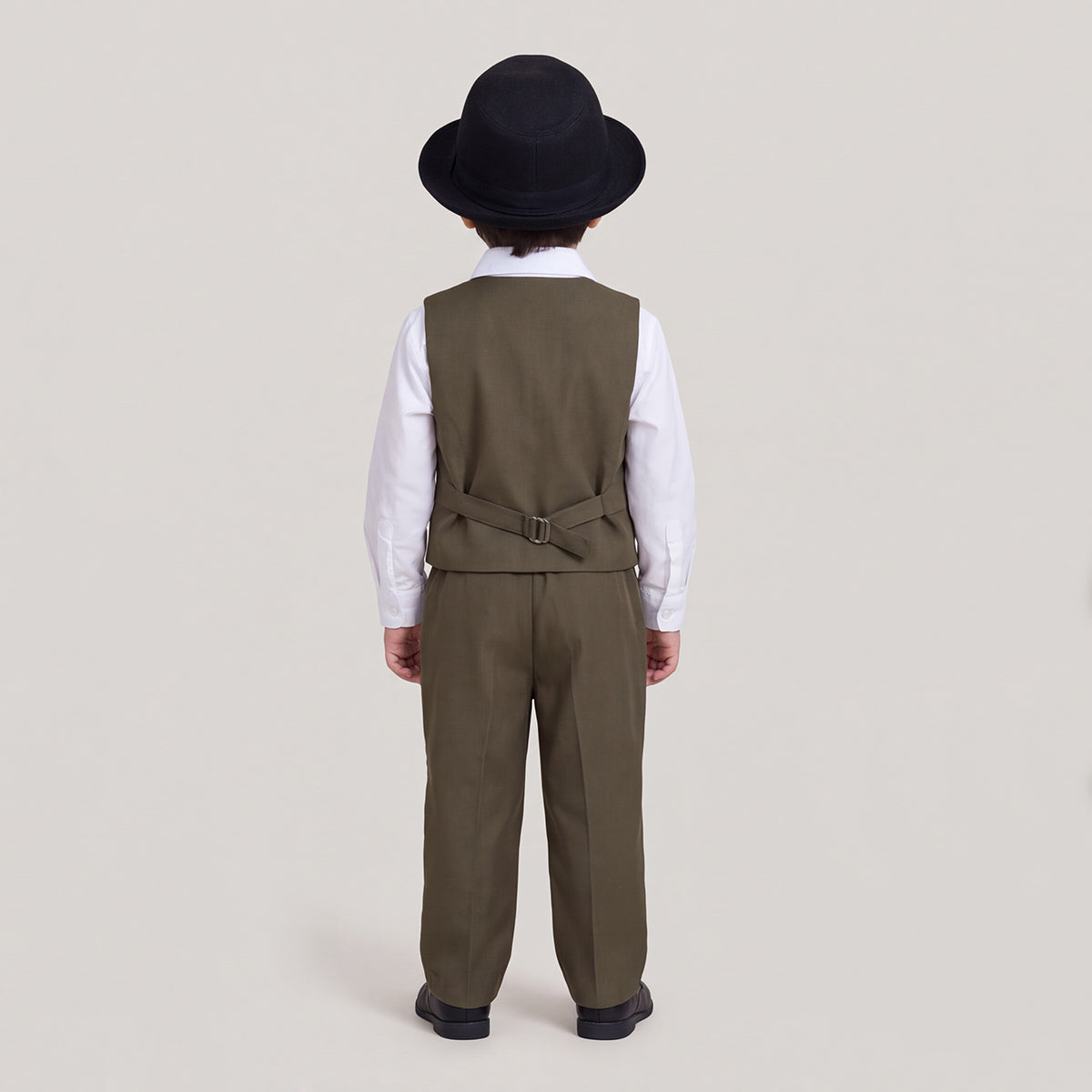 Toddler Boys Olive 3Pcs Outfit Set Shirt with Waist Coat and Pants Suit