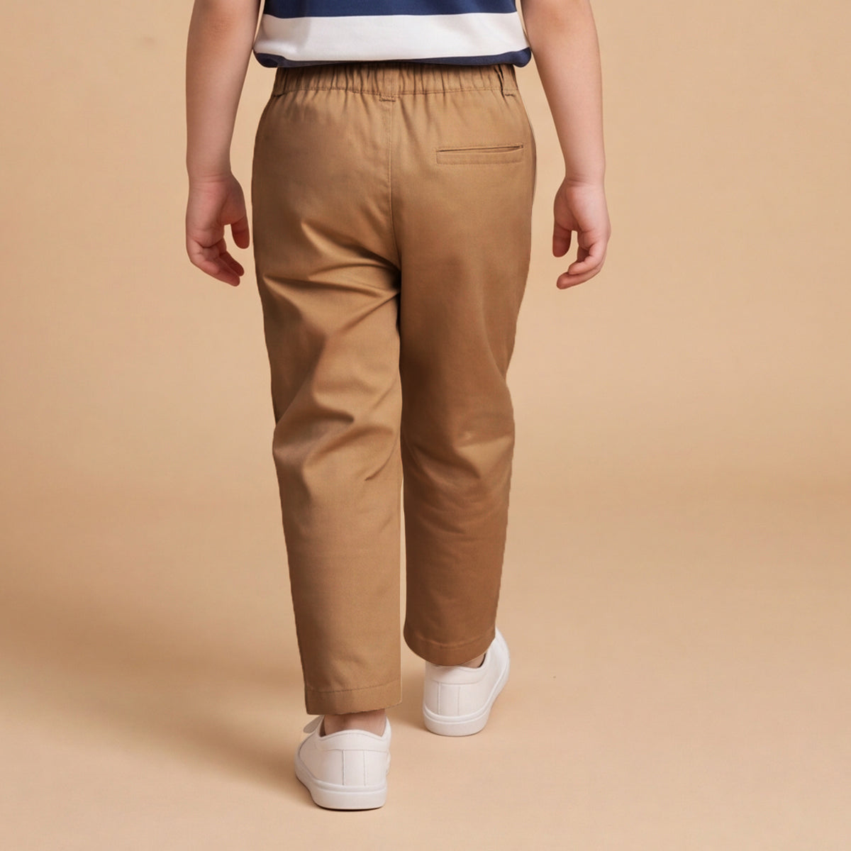 Boys Brown Elasticated Cotton Trousers