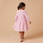 Girls Pink Printed Long Sleeve Dress