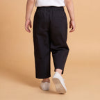 Boys Black Elasticated Cotton Trousers